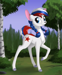 Size: 1200x1450 | Tagged: safe, artist:sirzi, oc, oc only, oc:marussia, deer, original species, fordeer, nation ponies, russia, solo