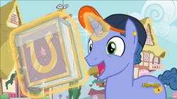 Size: 1920x1080 | Tagged: safe, screencap, pony, unicorn, fame and misfortune, book, discovery family logo, friendship journal, happy, hat, levitation, magic, male, open mouth, smiling, solo, stallion, telekinesis