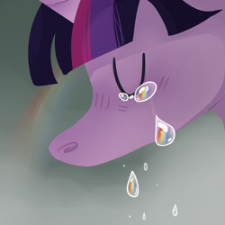 Size: 2000x2000 | Tagged: safe, artist:toksinblack, twilight sparkle, twilight sparkle (alicorn), alicorn, pony, my little pony: the movie, bust, close-up, crying, eyes closed, portrait, profile, rainbow, sad, solo