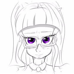 Size: 3000x3000 | Tagged: safe, artist:albertbm, sci-twi, twilight sparkle, equestria girls, female, glasses, sketch, solo