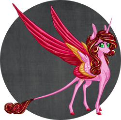 Size: 2423x2400 | Tagged: safe, artist:australian-senior, oc, oc only, oc:caroline luminia, alicorn, pony, alternate universe, caroline, colored hooves, colored wings, colored wingtips, kirindos, leonine tail, portal, portal (valve), portal 2, simple background, solo