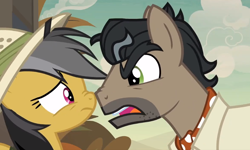 Size: 916x550 | Tagged: safe, screencap, daring do, doctor caballeron, pony, daring done?, boop, noseboop