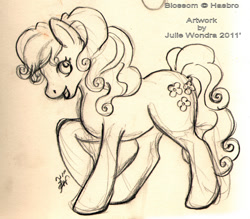 Size: 670x586 | Tagged: safe, artist:blackfrost, blossom, earth pony, pony, g1, sketch, solo, traditional art