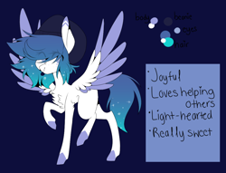 Size: 1000x763 | Tagged: safe, artist:hyshyy, oc, oc only, oc:frostbite, pegasus, pony, colored wings, female, mare, multicolored wings, reference sheet, solo, spread wings, wings