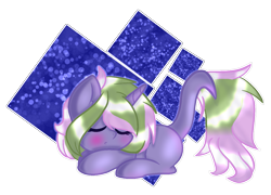 Size: 1259x907 | Tagged: safe, artist:emerald-bliss, oc, oc only, oc:cosmic claw, pony, unicorn, female, mare, prone, sleeping, solo