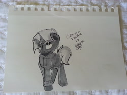 Size: 3264x2448 | Tagged: safe, artist:beardie, oc, oc only, oc:jai heart, pony, unicorn, clothes, colt, hoodie, male, solo, traditional art