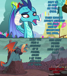 Size: 1280x1445 | Tagged: safe, edit, edited screencap, screencap, dragon lord torch, garble, princess ember, dragon, gauntlet of fire, triple threat, dialogue, dragon lands, implied genocide, implied murder, implied spike, screencap comic
