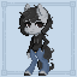 Size: 320x320 | Tagged: safe, artist:stockingshot56, oc, oc only, oc:leisure days, anthro, earth pony, unguligrade anthro, animated, blinking, clothes, commission, gif, gift art, hoodie, jeans, looking at you, male, pants, pixel art, ponysona, solo, sprite, stallion
