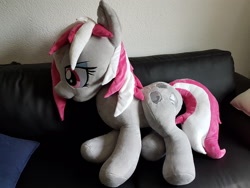 Size: 2880x2160 | Tagged: safe, artist:sakusay, oc, oc only, oc:hired gun, earth pony, pony, fallout equestria, fallout equestria: heroes, female, grumpy, irl, life size, mare, photo, plushie, solo