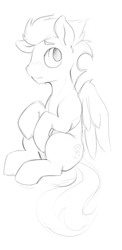 Size: 934x1920 | Tagged: safe, artist:dimfann, soarin', pony, grayscale, monochrome, sitting, solo