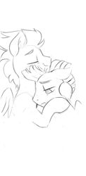 Size: 934x1920 | Tagged: safe, artist:dimfann, soarin', thunderlane, pony, grayscale, hug, male, monochrome, stallion