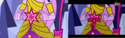 Size: 1959x600 | Tagged: dead source, safe, screencap, sci-twi, twilight sparkle, dance magic, equestria girls, spoiler:eqg specials, anti-zionism, bow, censorship, comparison, official censorship, ponied up, scitwilicorn, spacetoon, united arab emirates