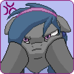 Size: 300x300 | Tagged: safe, artist:imreer, oc, oc only, oc:racket rhine, oc:river rhythm, bat pony, angry, animated, cheek squish, cross-popping veins, ear piercing, earring, female, gif, grumpy, hairband, hooves, jewelry, looking at you, mare, piercing, solo, squishy cheeks, ych result