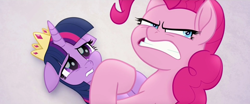 Size: 1920x800 | Tagged: safe, screencap, pinkie pie, twilight sparkle, twilight sparkle (alicorn), alicorn, pony, my little pony: the movie, angry, floppy ears