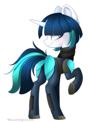 Size: 2078x2881 | Tagged: safe, artist:scarlet-spectrum, oc, oc only, oc:dragonfire, pony, unicorn, fallout equestria, fallout equestria: child of the stars, clothes, commission, female, looking back, mare, raised hoof, simple background, solo, transparent background, underhoof