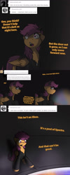 Size: 1500x3750 | Tagged: safe, artist:conmanwolf, scootaloo, pony, fanfic:rainbow factory, ask factory scootaloo, clothes, comic, factory scootaloo, horns, spectra