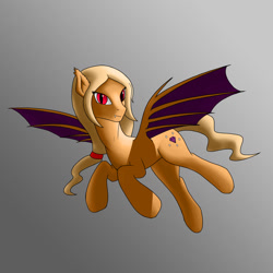 Size: 1024x1024 | Tagged: safe, artist:casparraillen, oc, oc only, oc:dazzle shine, oc:solwyna, bat, bat pony, pony, blonde, blonde hair, dazzle shine, gold coat, gradient background, red eyes, simple background, solwyna