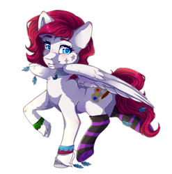 Size: 2150x2175 | Tagged: safe, artist:serenity, oc, oc only, oc:keyla, pegasus, pony, accessories, clothes, feather, female, looking at you, mare, simple background, socks, solo, striped socks, transparent background, unshorn fetlocks, wingding eyes