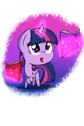 Size: 1024x1536 | Tagged: safe, artist:vcm1824, derpibooru import, twilight sparkle, twilight sparkle (alicorn), alicorn, book, chibi, giant head, magic, simple background, solo, telekinesis, transparent background