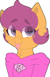 Size: 747x1148 | Tagged: safe, artist:sh3llysh00, derpibooru import, scootaloo, oc, oc:ponytale scootaloo, anthro, comic:ponytale, solo