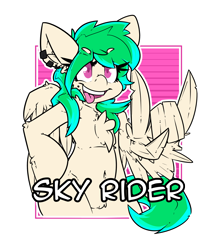 Size: 2100x2400 | Tagged: safe, artist:bbsartboutique, derpibooru import, oc, oc only, oc:sky rider, pegasus, pony, chest fluff, ear piercing, earring, jewelry, lip piercing, piercing, simple background, solo, tongue out, transparent background