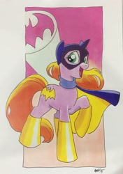 Size: 2117x3015 | Tagged: source needed, safe, artist:tonyfleecs, derpibooru import, pony, unicorn, batgirl, ponified, raised hoof, solo