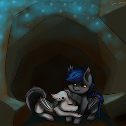 Size: 3000x3000 | Tagged: safe, artist:kysimon, derpibooru import, oc, bat pony, bat pony oc, cave, female, male, oc x oc, shipping, straight