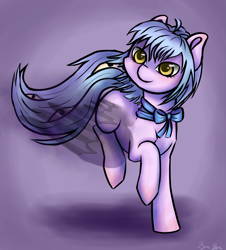 Size: 2277x2514 | Tagged: safe, artist:kysimon, derpibooru import, oc, oc:eyetail, bow, female, gradient background, mare, solo