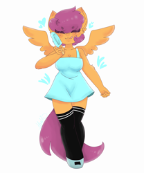 Size: 5000x6000 | Tagged: safe, artist:huniiblu, derpibooru import, scootaloo, oc, oc:ponytale scootaloo, anthro, comic:ponytale, absurd resolution, clothes, cute, cutealoo, dress, no more ponies at source, solo