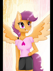 Size: 1536x2048 | Tagged: safe, artist:frostlight-dreams, derpibooru import, scootaloo, oc, oc only, oc:ponytale scootaloo, anthro, comic:ponytale, solo