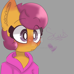 Size: 1024x1024 | Tagged: safe, artist:cranberry-blooddrive, derpibooru import, scootaloo, oc, oc only, oc:ponytale scootaloo, anthro, comic:ponytale, solo