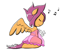 Size: 1024x862 | Tagged: safe, artist:nonsencekitty14, derpibooru import, scootaloo, oc, oc only, oc:ponytale scootaloo, anthro, comic:ponytale, female, solo