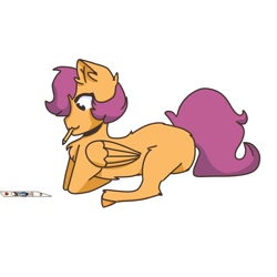 Size: 1010x1010 | Tagged: safe, artist:zaamus, derpibooru import, scootaloo, oc, oc only, oc:ponytale scootaloo, comic:ponytale, solo