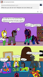 Size: 1163x2092 | Tagged: safe, artist:ask-luciavampire, derpibooru import, oc, bat pony, pegasus, pony, unicorn, zebra, ask, tumblr, tumblr:ask-mycrazyroomates