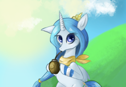 Size: 1070x746 | Tagged: safe, artist:colochenni, derpibooru import, oc, oc only, oc:princess argenta, alicorn, alicorn oc, argentina, bandana, bendy straw, drawthread, drink, drinking, drinking straw, female, hoof hold, mare, mate (drink), nation ponies, ponified