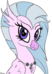 Size: 1404x2000 | Tagged: safe, artist:vinaramic, derpibooru import, silverstream, classical hippogriff, hippogriff, school daze, female, looking at you, quadrupedal, simple background, solo, transparent background