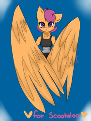 Size: 1200x1600 | Tagged: safe, artist:loveme321, derpibooru import, scootaloo, oc, oc only, oc:ponytale scootaloo, anthro, comic:ponytale, solo