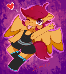 Size: 800x900 | Tagged: safe, artist:peppermintloser, derpibooru import, scootaloo, oc, oc only, oc:ponytale scootaloo, anthro, comic:ponytale, armpits, solo