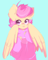 Size: 2601x3233 | Tagged: safe, artist:cudlil, derpibooru import, scootaloo, oc, oc only, oc:ponytale scootaloo, anthro, comic:ponytale, cute, cutealoo, no more ponies at source, solo