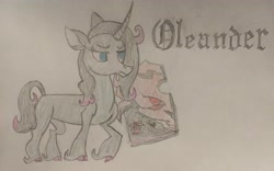 Size: 4015x2507 | Tagged: safe, artist:power-up&sky-blue, derpibooru import, fhtng th§ ¿nsp§kbl, oleander, classical unicorn, them's fightin' herds, blackletter, community related, traditional art