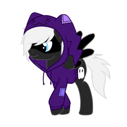 Size: 800x800 | Tagged: safe, artist:red-soul-kyoko, derpibooru import, oc, oc:silver stitch, pegasus, pony, clothes, hoodie, male, mask, simple background, solo, stallion, transparent background