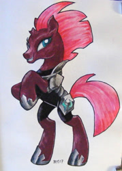 Size: 1492x2088 | Tagged: safe, artist:andpie, derpibooru import, tempest shadow, pony, my little pony: the movie, rearing, solo, traditional art