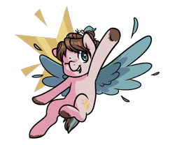 Size: 1200x1000 | Tagged: safe, artist:silverpies, derpibooru import, oc, oc only, oc:ether net, pegasus, pony, commission, flying, heart eyes, one eye closed, simple background, smiling, solo, transparent background, two toned wings, wingding eyes, wink, ych result