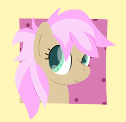 Size: 1044x1012 | Tagged: safe, artist:phat_guy, derpibooru exclusive, derpibooru import, strawberry scoop, earth pony, pony, school daze, background pony, bust, female, frame, friendship student, hooves, lineless, mare, portrait, simple background, smiling, solo