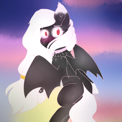 Size: 1024x1024 | Tagged: safe, artist:okimichan, derpibooru import, oc, oc:dark love, bat pony, pony, bat pony oc, female, flying, mare, solo