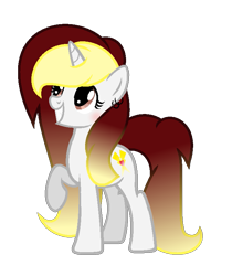 Size: 637x757 | Tagged: safe, artist:darbypop1, derpibooru import, oc, oc only, oc:destiny blood, pony, unicorn, female, gradient mane, mare, raised hoof, simple background, smiling, solo, transparent background