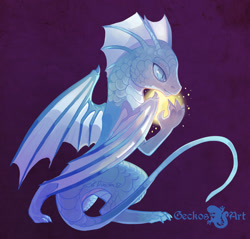Size: 1874x1789 | Tagged: safe, artist:sitaart, derpibooru import, oc, oc only, oc:agate scale, dragon, original species, blue eyes, dungeons and dragons, female, luminous dragon, magic, pathfinder, pen and paper rpg, ponyfinder, purple background, rpg, scales, signature, simple background, solo