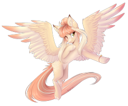 Size: 1390x1146 | Tagged: safe, artist:monogy, derpibooru import, oc, oc only, oc:lyshuu, pegasus, pony, colored wings, colored wingtips, female, mare, one eye closed, simple background, solo, transparent background, wink