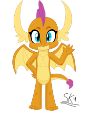 Size: 850x1170 | Tagged: safe, artist:serukun4, derpibooru import, smolder, dragon, school daze, claws, dragon wings, dragoness, fangs, female, looking at you, signature, simple background, solo, spread wings, transparent background, wings