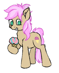 Size: 681x841 | Tagged: safe, artist:rhythmpixel, derpibooru import, strawberry scoop, earth pony, pony, school daze, background pony, cutie mark, female, food, friendship student, hoof hold, ice cream, mare, simple background, solo, transparent background